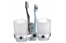 Держатель для зубных щеток LEDEME L1308C, настенный, 2 стакана, стекло, цвет бронза 1442680